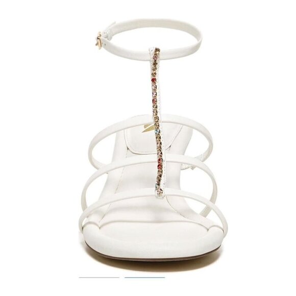 Franco Sarto Womens White Leather Rhinestones Kitten Heel Sandals Sz 8.5 New - Picture 13 of 15